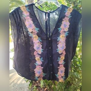 Free People Floral Embroidered Women's Top